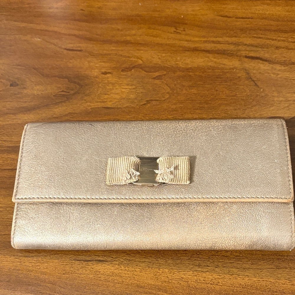 Salvatore Ferragamo Gold Long Wallet